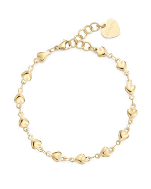 Bracciale catena donna della collezione S'agapõ Chunky realizzato in acciaio dorato caratterizzato da catena a cuori con ciondolo a cuore SHK99