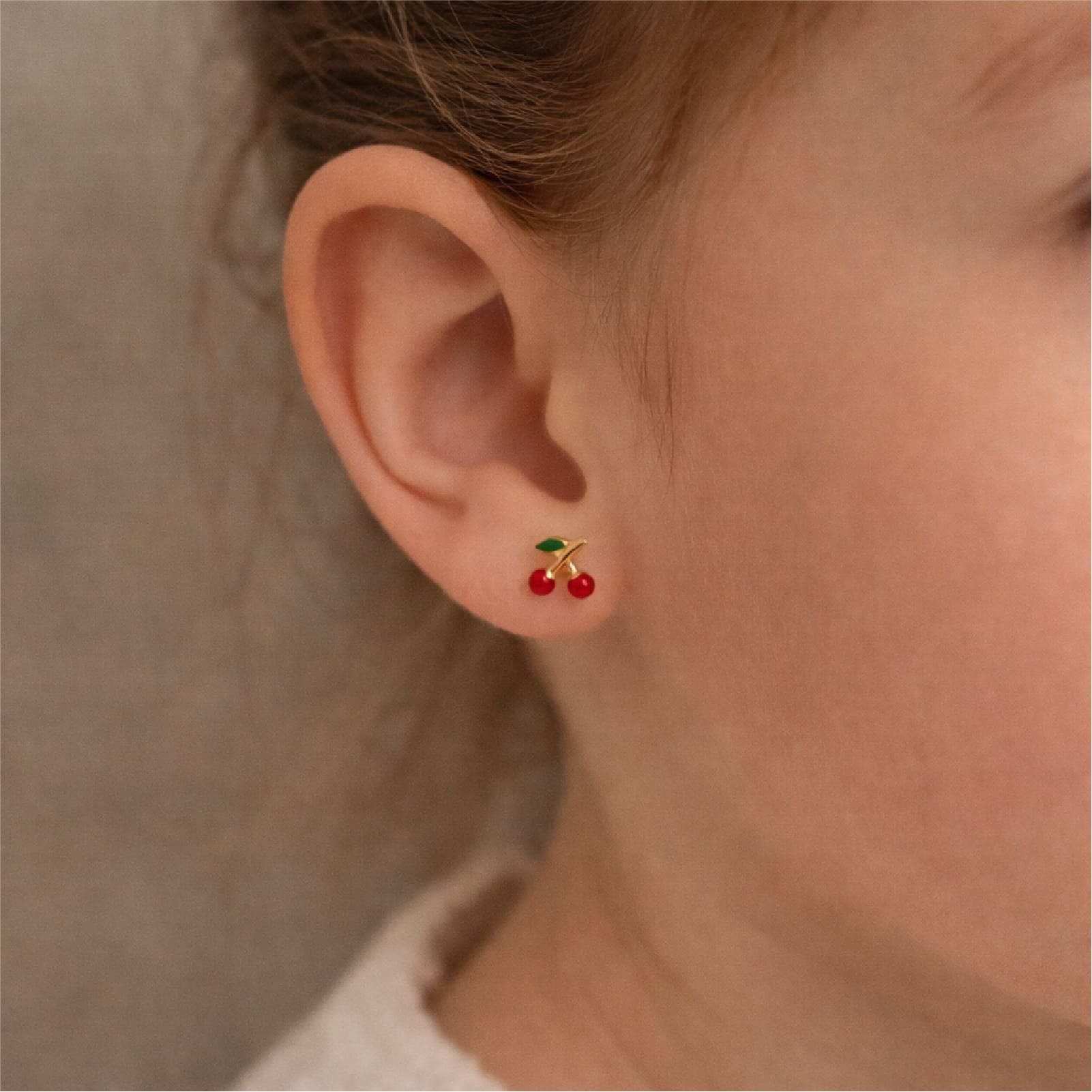 Orecchini a lobo Joy Gioielli oro giallo 18 kt con ciliegia MISURA UNICA