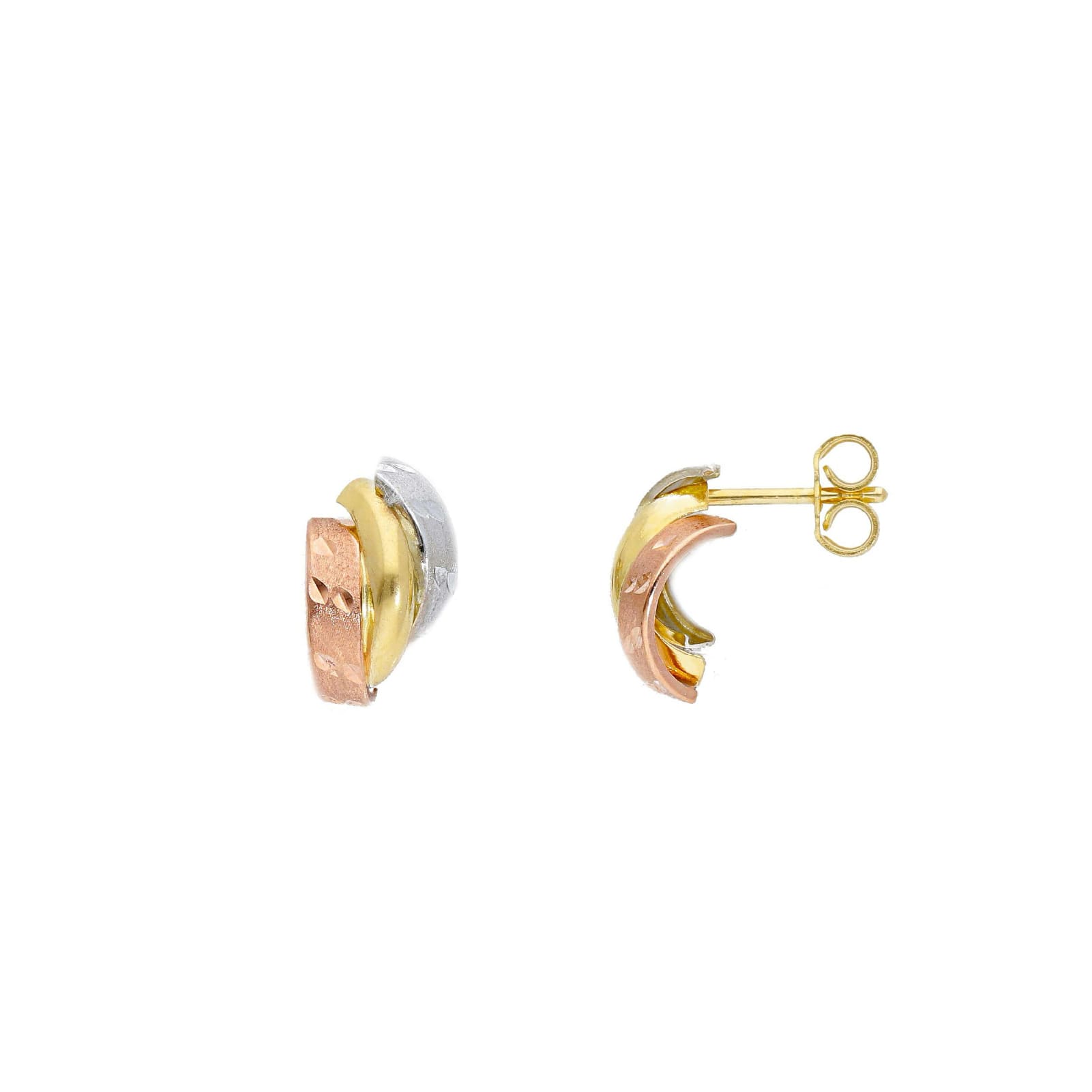 Orecchini lobo Joy Gioielli oro tre colori 18 kt semicerchio MISURA UNICA