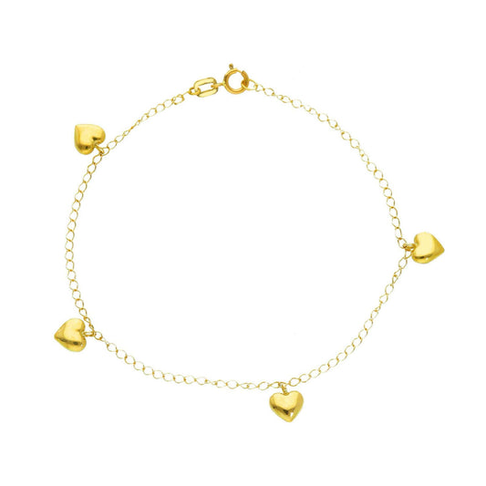 Bracciale Joy Gioielli oro giallo 18 kt con charms cuori 18 cm