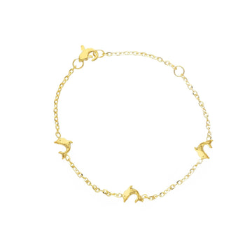Bracciale catena Joy Gioielli in oro 9kt con delfini da bambini 15 cm