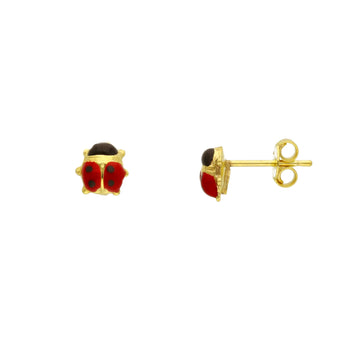 Orecchini lobo JOY Gioielli Oro in oro 9KT coccinelle rosse MISURA UNICA