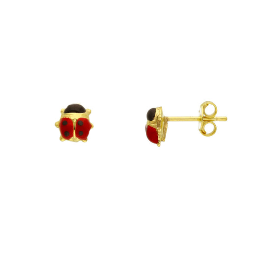 Orecchini lobo JOY Gioielli Oro in oro 9KT coccinelle rosse MISURA UNICA