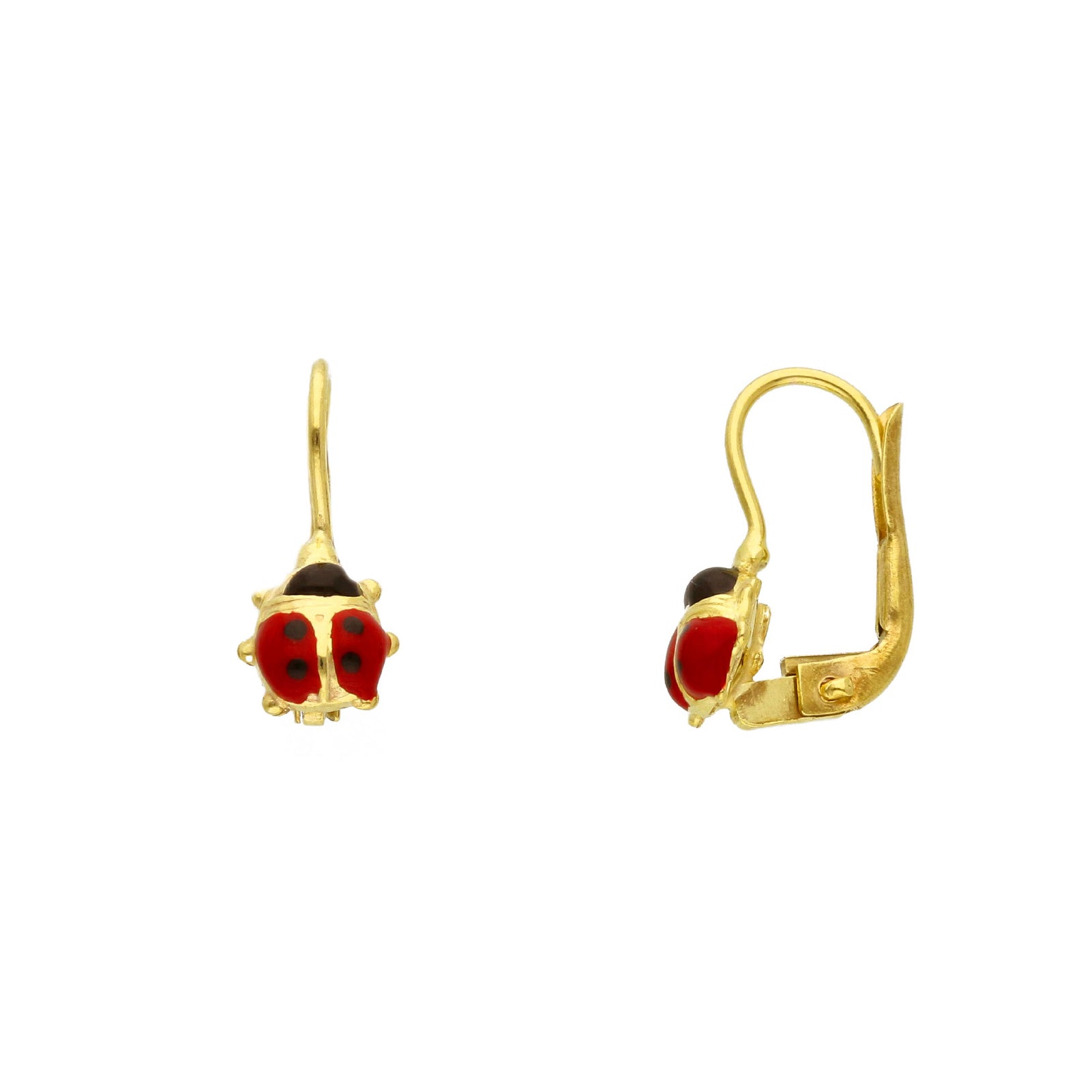Orecchini JOY Gioielli Oro in oro 9KT con coccinella rossa MISURA UNICA