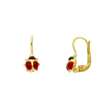 Orecchini JOY Gioielli Oro in oro 9KT con coccinella rossa MISURA UNICA