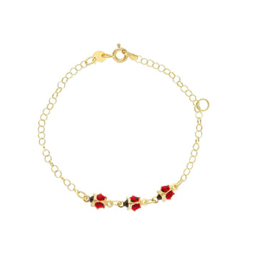 Bracciale catena Joy Gioielli in oro giallo 9kt con coccinelle 16 cm