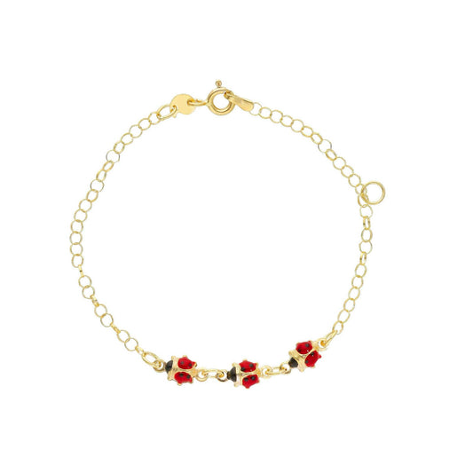 Bracciale catena Joy Gioielli in oro giallo 9kt con coccinelle 16 cm