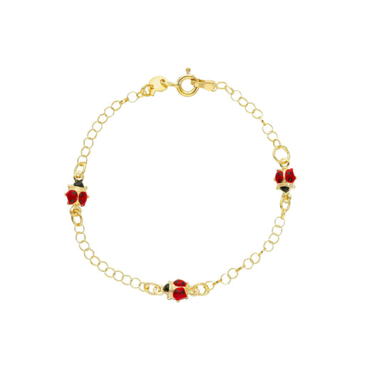 Bracciale bimbi JOY Gioielli Oro in oro 9KT tre coccinelle 14,2 cm