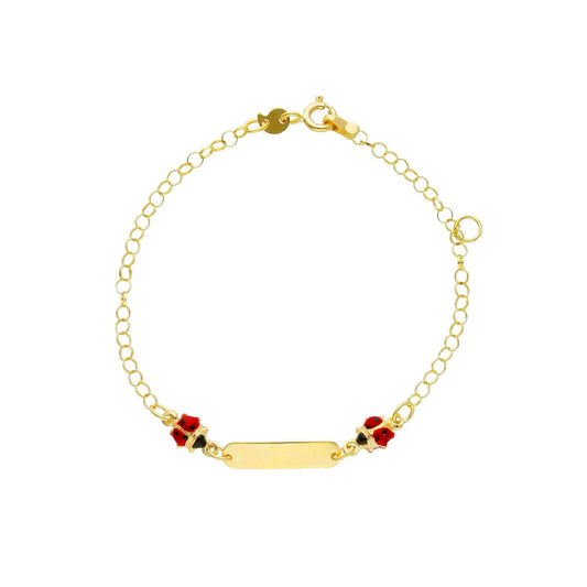 Bracciale baby Joy Gioielli oro giallo 9KT targa coccinelle Regolabile 14-16 cm