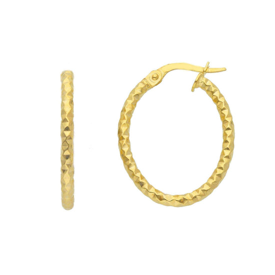 Orecchini ovali Joy Gioielli in oro giallo 9kt martellato MISURA UNICA