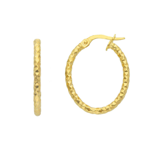 Orecchini ovali Joy Gioielli in oro giallo 9kt martellato MISURA UNICA