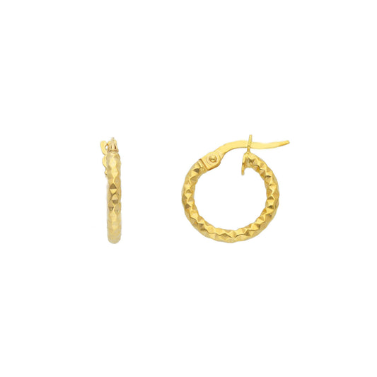 Orecchini a cerchio 10mm JOY Gioielli in oro 9KT zigrinati MISURA UNICA