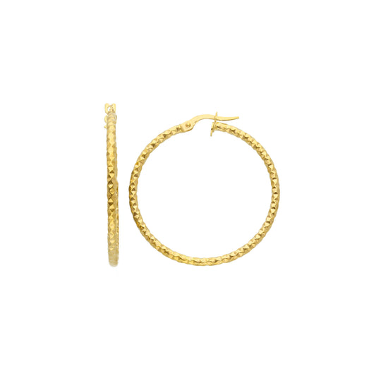 Orecchini a cerchio 30mm JOY Gioielli in oro 9KT zigrinati MISURA UNICA