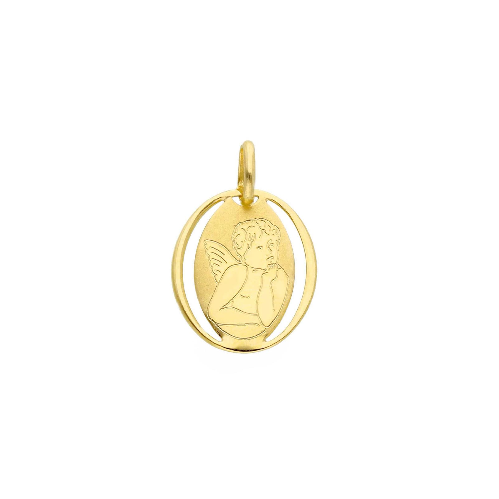 Ciondolo Joy Gioielli in oro 9kt dalla forma ovale con angelo MISURA UNICA