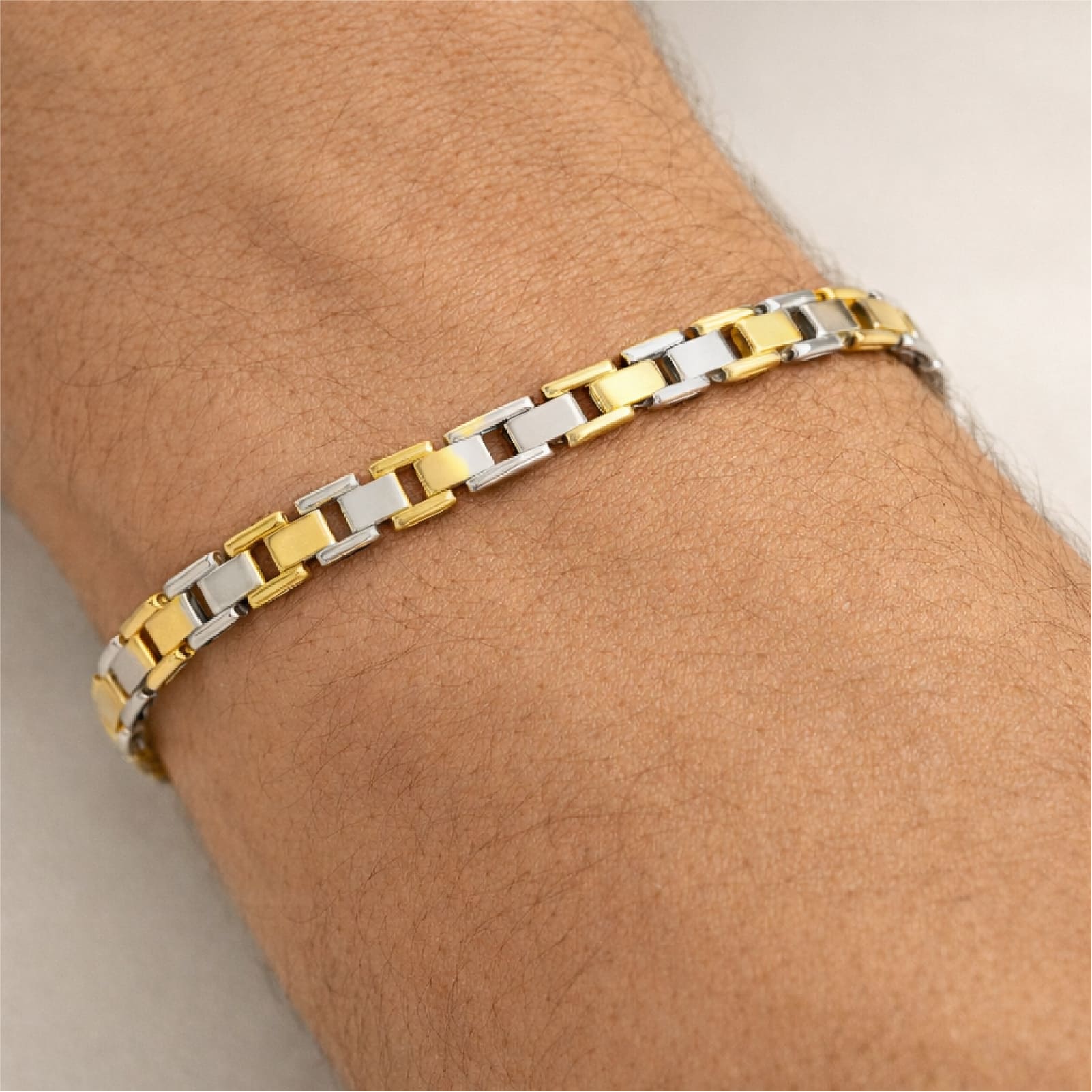 Bracciale catena Joy Gioiello oro 18 kt  bicolore da uomo 21 cm