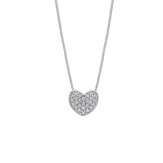 Collana Joy Gioielli in oro bianco 9 KT cuore con zirconi MISURA UNICA