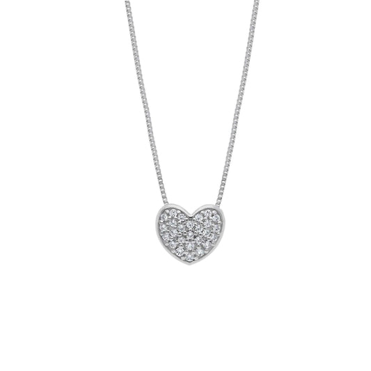 Collana Joy Gioielli in oro bianco 9 KT cuore con zirconi MISURA UNICA