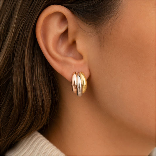 Orecchini a lobo Joy Gioielli in oro 9kt tricolore da donna MISURA UNICA