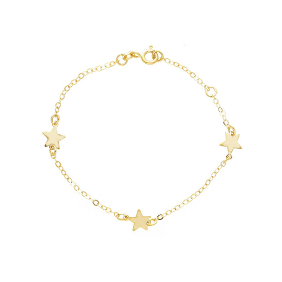 Bracciale bimba JOY Gioielli Oro in oro 9KT e tre stelle 15,7 cm