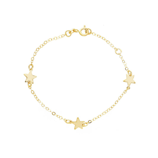 Bracciale bimba JOY Gioielli Oro in oro 9KT e tre stelle 15,7 cm
