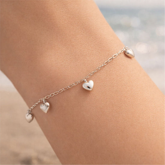 Bracciale pendenti Joy Gioielli oro bianco 18 kt con cuori 18 cm