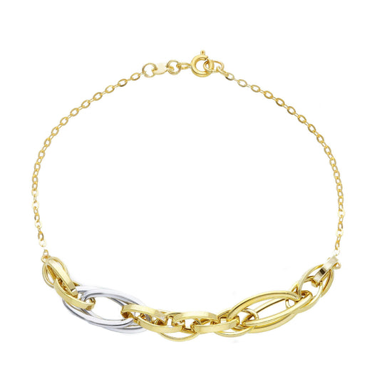 Bracciale JOY Gioielli in oro giallo bicolor 9KT maglie ovali 21 cm