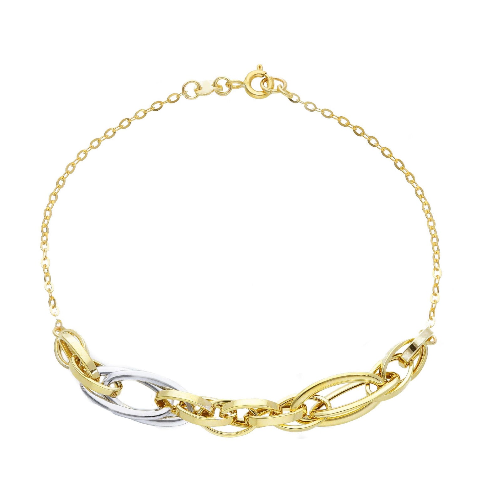 Bracciale JOY Gioielli in oro giallo bicolor 9KT maglie ovali 21 cm