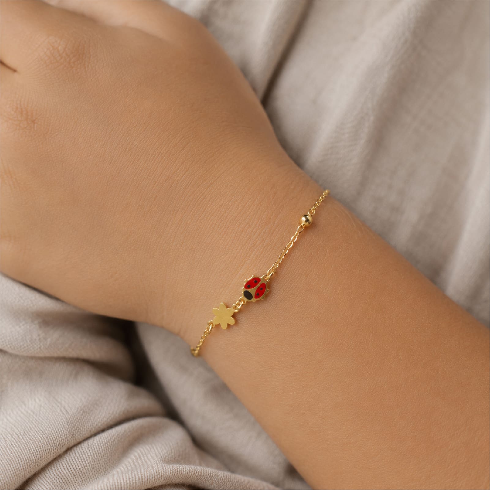 Bracciale Joy Gioielli in oro giallo 9kt con coccinella 16 cm