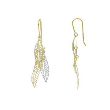 Orecchini Joy Gioielli in oro giallo e bianco 9 KT con foglie MISURA UNICA