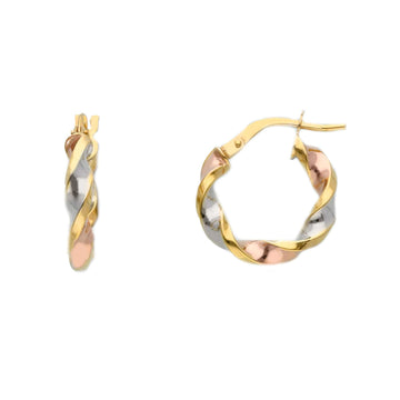 Orecchini a cerchio Joy Gioielli in oro 9 KT con tre colori MISURA UNICA