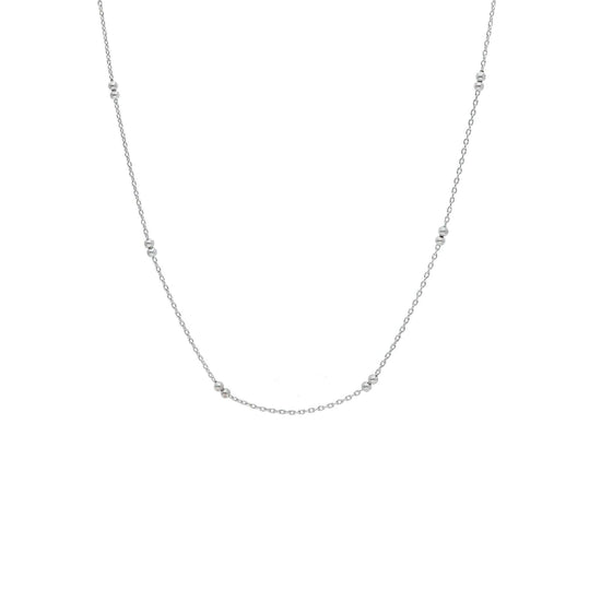 Collana Joy Gioielli maglia rolò in oro bianco 9kt con palline MISURA UNICA