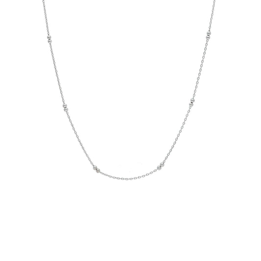 Collana Joy Gioielli maglia rolò in oro bianco 9kt con palline MISURA UNICA