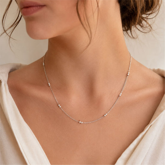 Collana Joy Gioielli maglia rolò in oro bianco 9kt con palline MISURA UNICA
