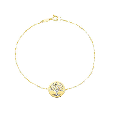 Bracciale Joy Gioielli oro bicolore 9KT con albero della vita 19 cm