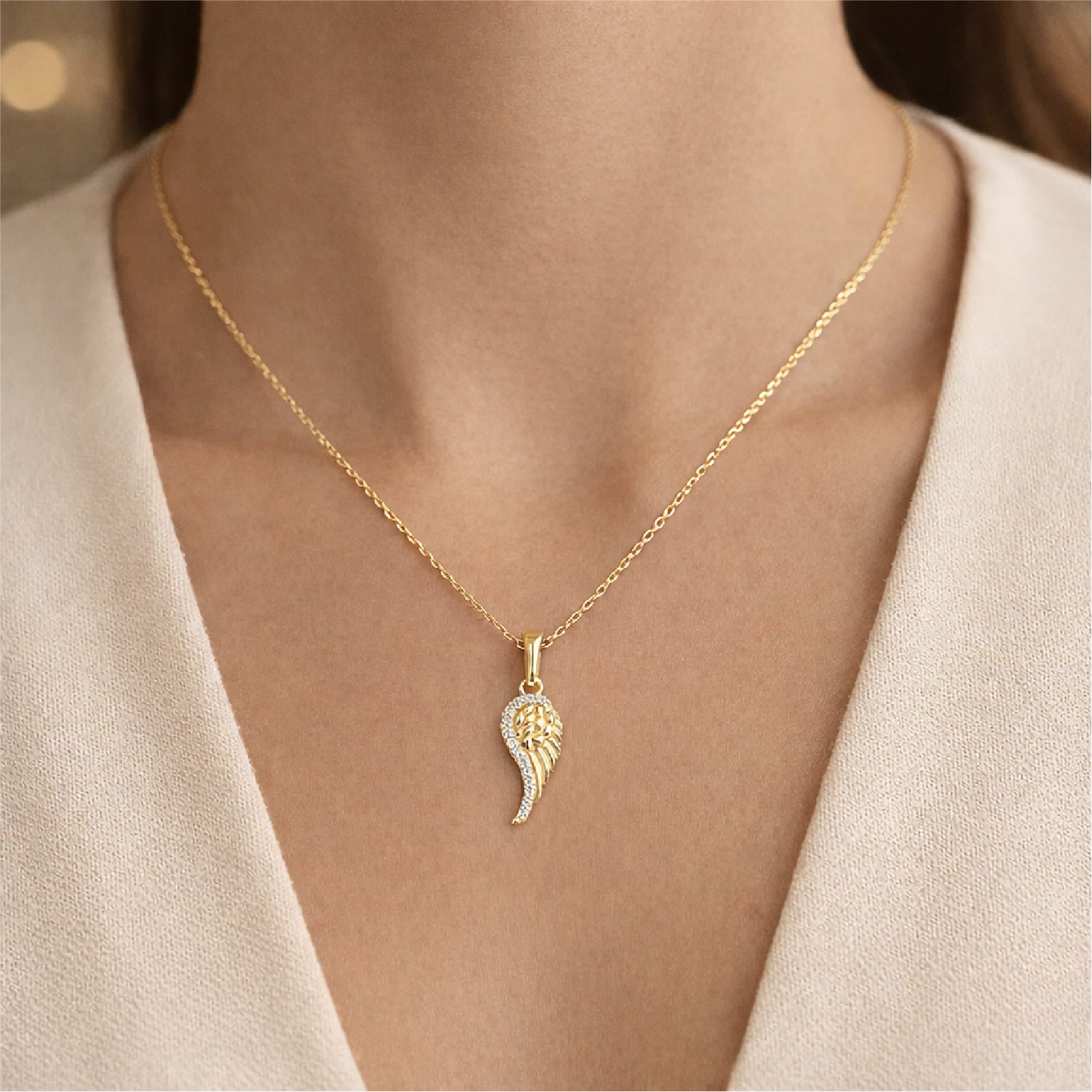 Ciondolo Joy Gioielli in oro giallo 9 KT ala con zirconi MISURA UNICA