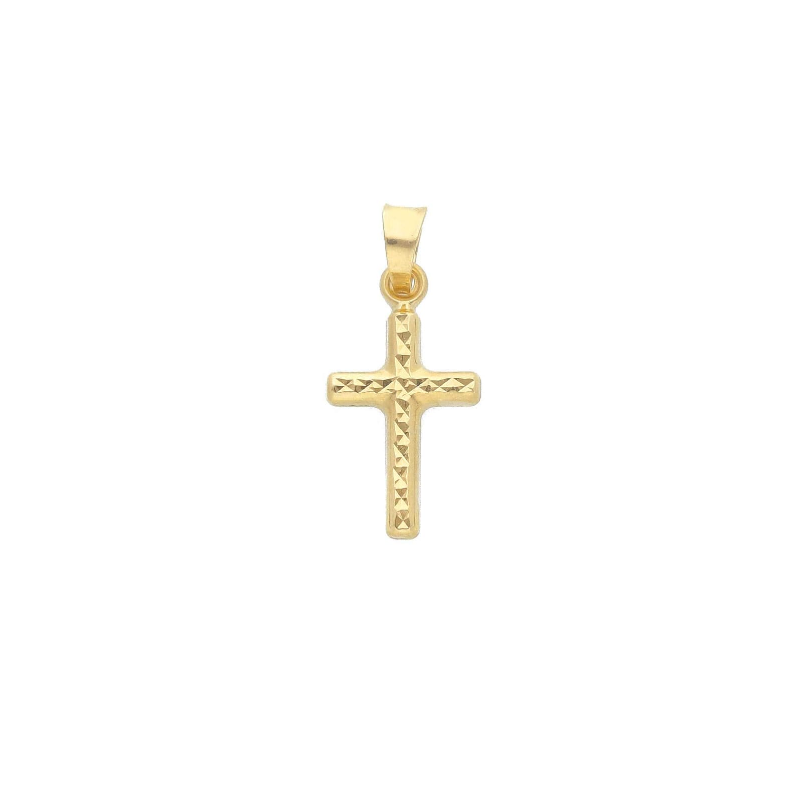 Ciondolo Joy Gioielli croce  in oro giallo 9kt martellato unisex MISURA UNICA