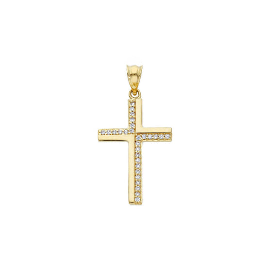 Ciondolo Joy Gioielli oro giallo 9 KT croce con file zirconi MISURA UNICA