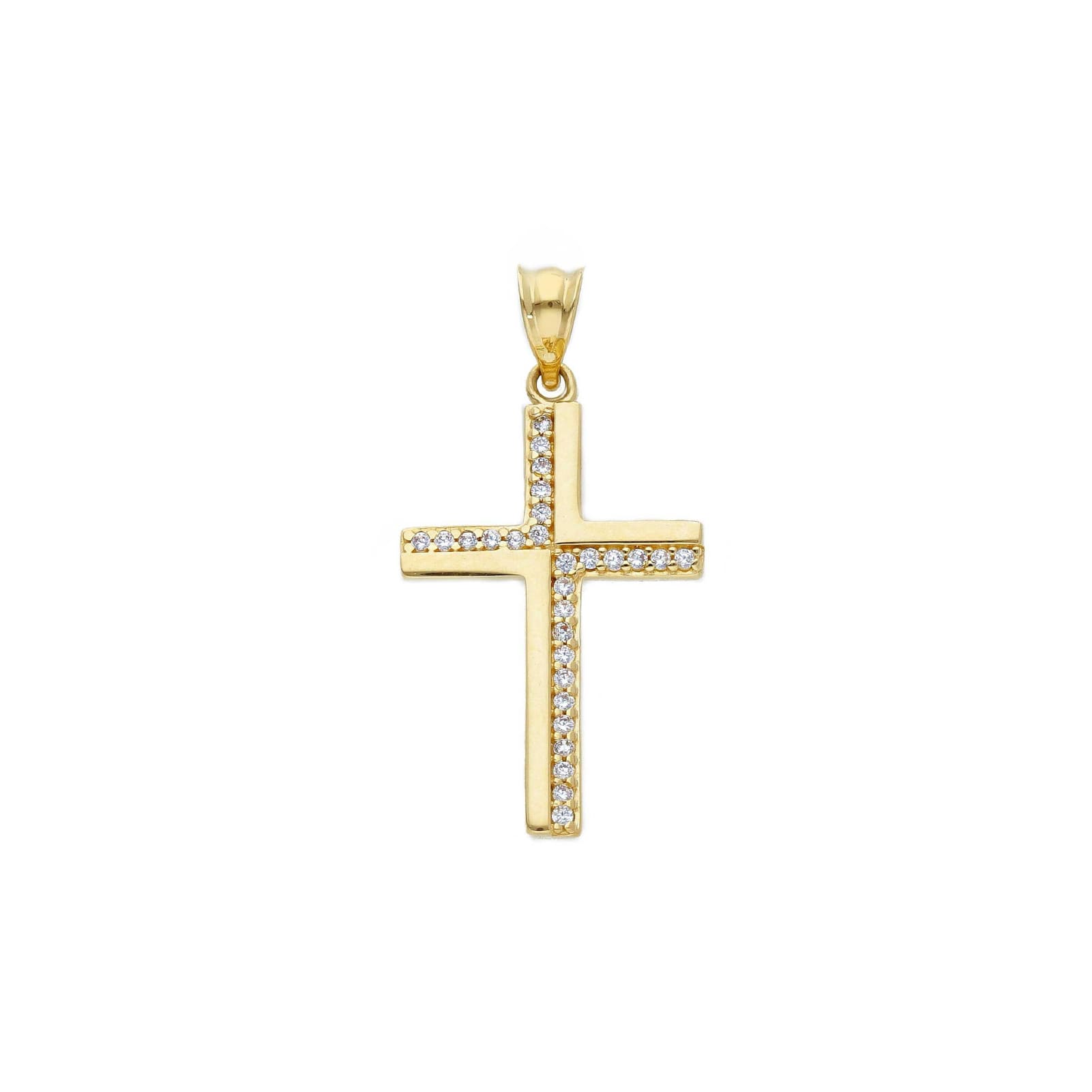 Ciondolo Joy Gioielli oro giallo 9 KT croce con file zirconi MISURA UNICA