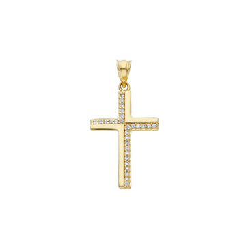 Ciondolo Joy Gioielli oro giallo 9 KT croce con file zirconi MISURA UNICA