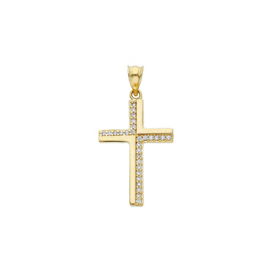 Ciondolo Joy Gioielli oro giallo 9 KT croce con file zirconi MISURA UNICA