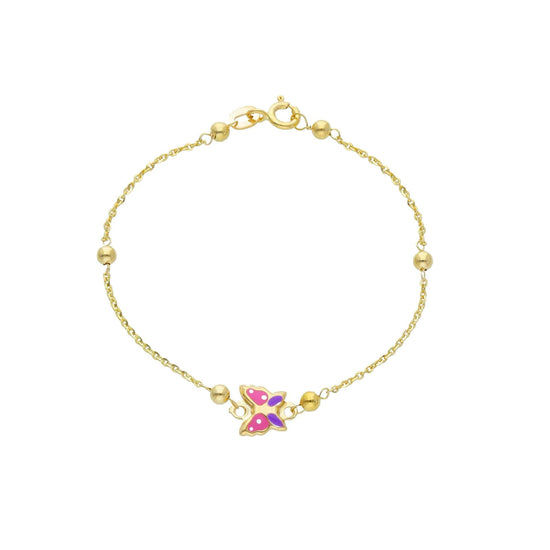 Bracciale bimbi Joy Gioielli oro giallo 9KT farfalla smaltata 14 cm