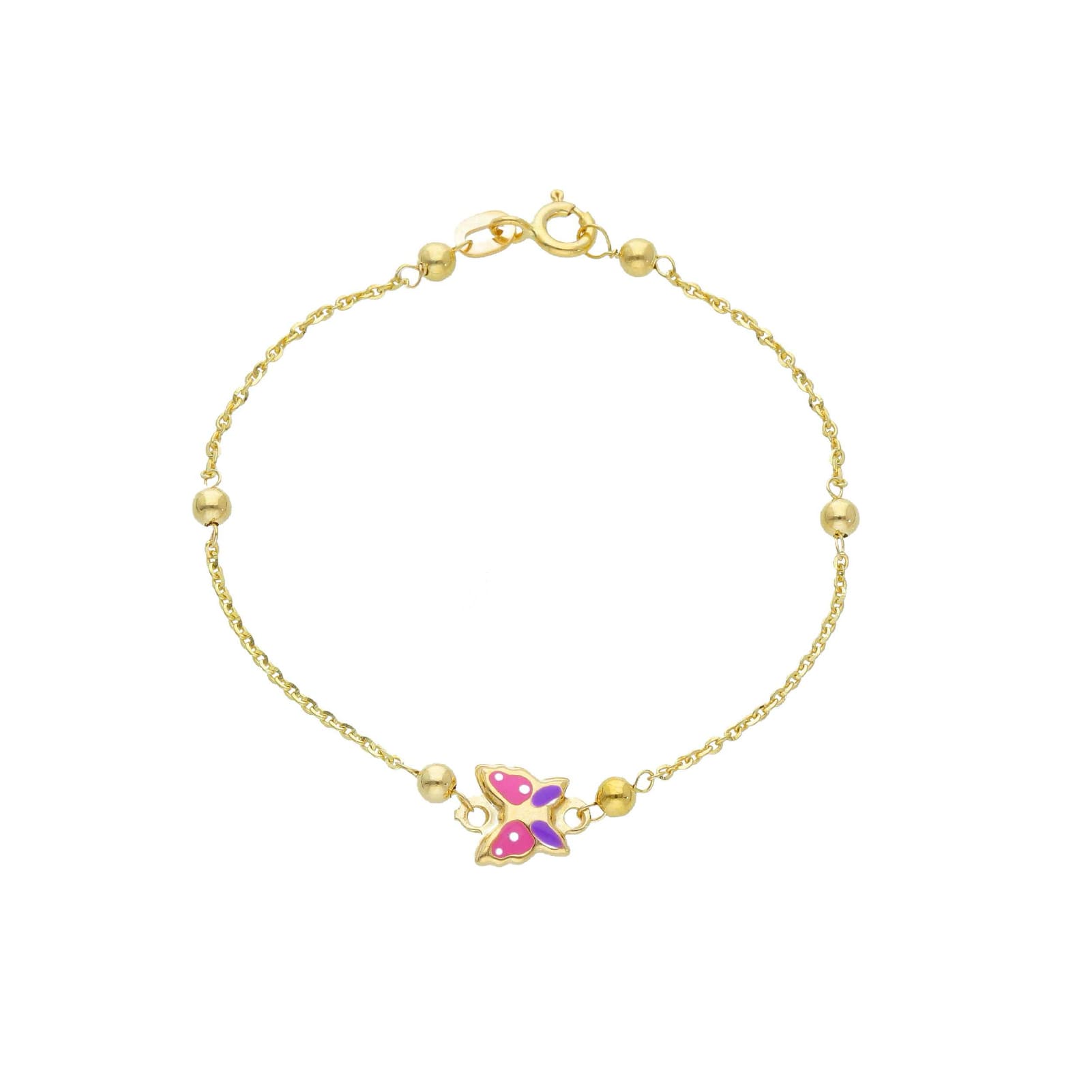 Bracciale bimbi Joy Gioielli oro giallo 9KT farfalla smaltata 14 cm