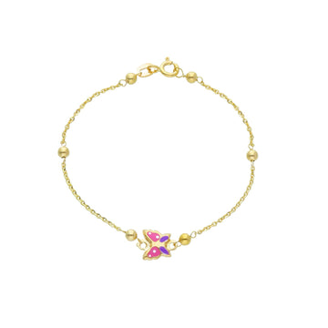 Bracciale bimbi Joy Gioielli oro giallo 9KT farfalla smaltata 14 cm
