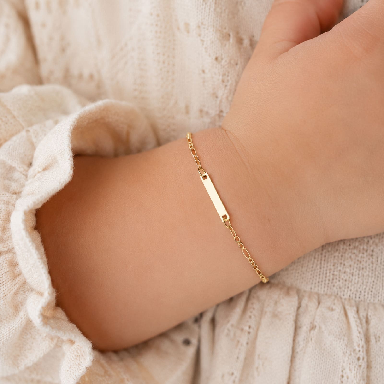 Bracciale con targhetta Joy Gioielli in oro 9kt da bambini 14 cm