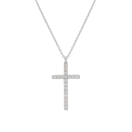 Collana Joy Gioielli in oro bianco 9 KT croce con zirconi MISURA UNICA
