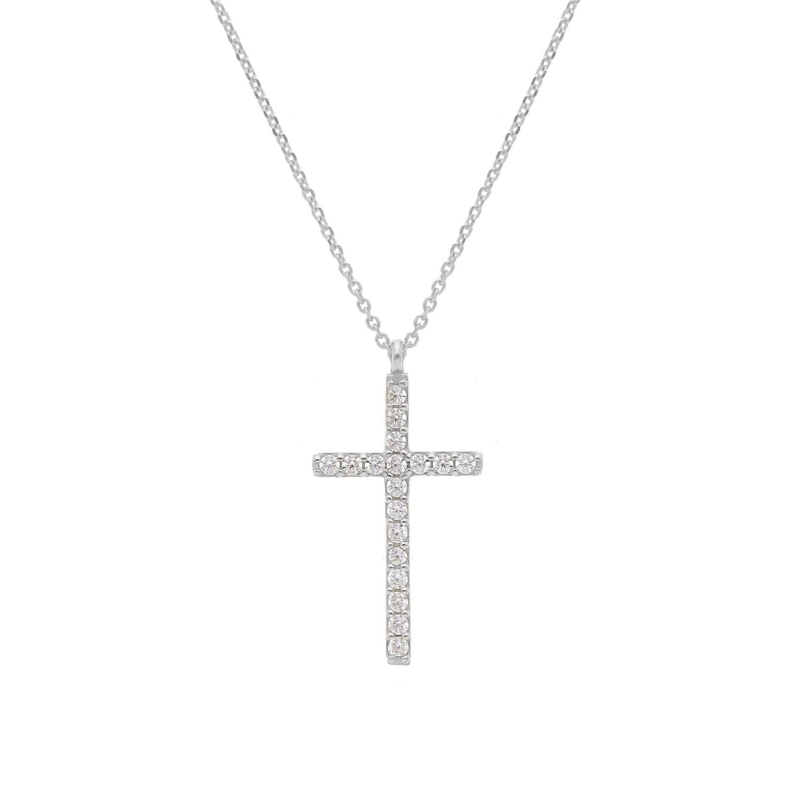 Collana Joy Gioielli in oro bianco 9 KT croce con zirconi MISURA UNICA