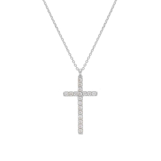 Collana Joy Gioielli in oro bianco 9 KT croce con zirconi MISURA UNICA