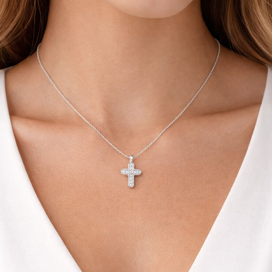Collana Joy Gioielli in oro bianco 18 kt con croce diamantata MISURA UNICA