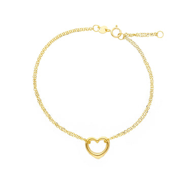 Bracciale catena JOY Gioielli in oro giallo 9KT con cuore 18 cm