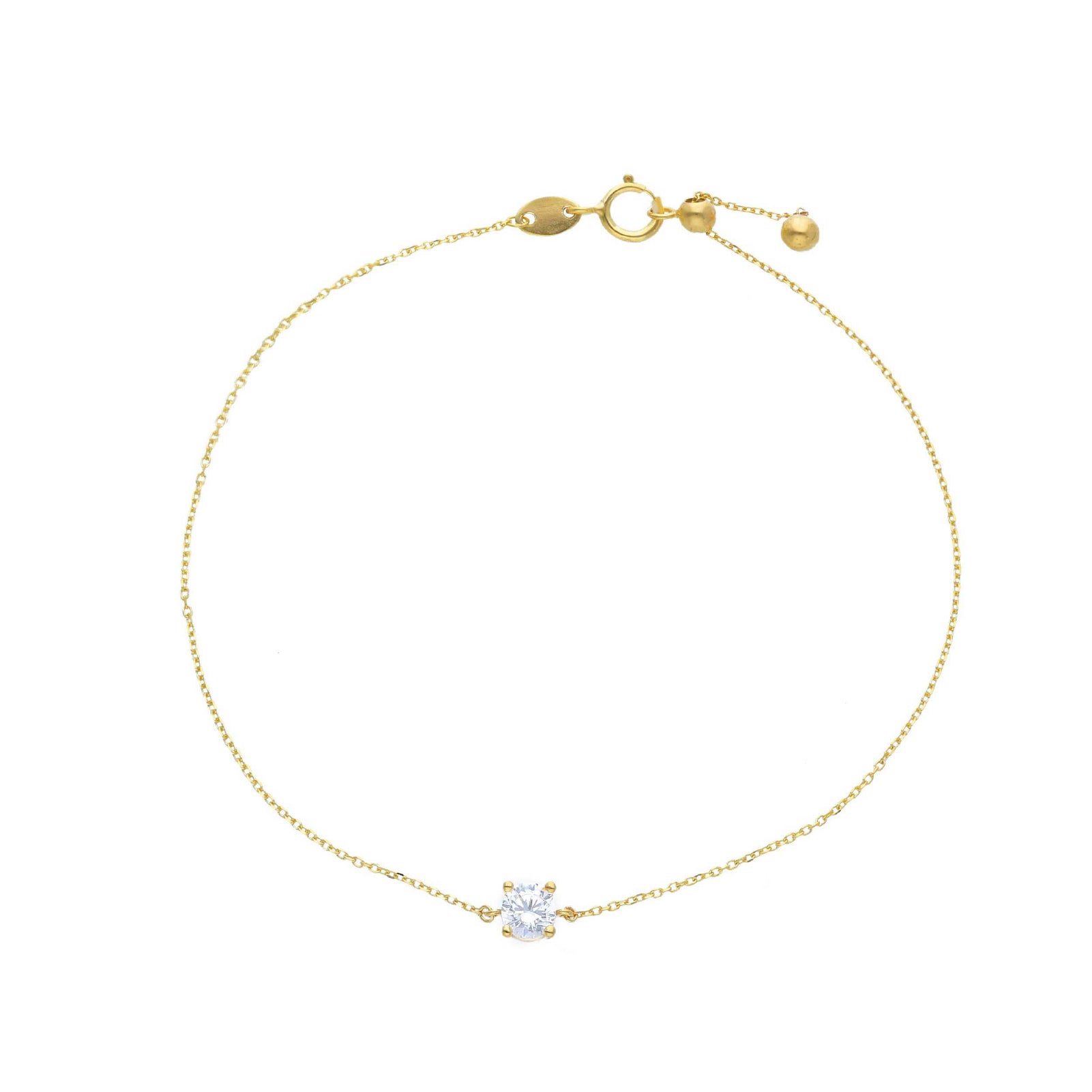 Bracciale JOY Gioielli in oro giallo 9KT con zircone bianco 18,5 cm